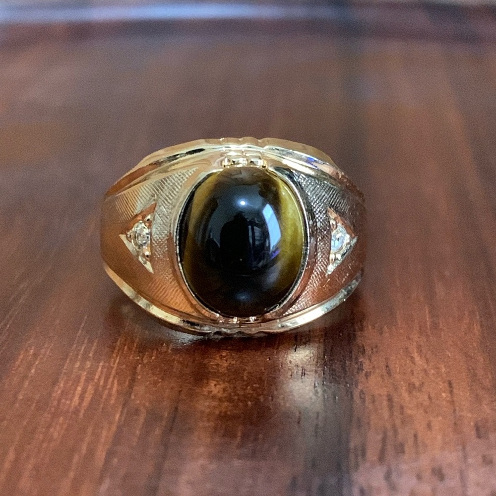 18K gold electroplated tiger's eye ring size 9